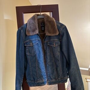 INC International Concepts Faux Fur and Denim Jacket